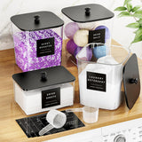 4Pcs Laundry Storage Container with Airtight Wooden Lids For Laundry Room Black