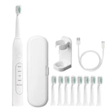 Sonic Electric Toothbrush with 8 Replaceable Wave-Shaped Soft Brush Heads White