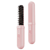 Portable Electric Hair Straightener Comb Rechargeable Negative Ion Hair Straightener Brush