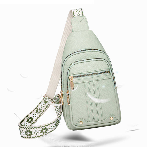 Women Sling Backpack Anti Theft Crossbody Bags with Adjustable Strap 5 Compartments Light Green