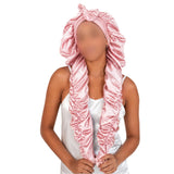 Double Layer Satin Bonnet for Long Hair Braids and Natural Hairstyles Pink