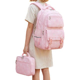 3 PCS Girls School Backpack Set with Lunch Bag Pencil Case Pink