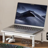 Computer Monitor Laptop Riser Desktop Organizer Space Saver Adjustable Height White