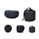 Travel Neck Pillow Comfortable U Shaped Memory Foam Neck Support Pillow  Navy