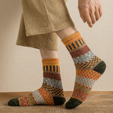 5 Pairs of Vintage Winter Socks Unisex Crew Socks Style 2
