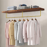 183cm Galvanized Steel Wall Mount Clothes Rack Heavy Duty Gold