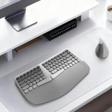 Wireless Keyboard and Mouse Combo 2.4G Full Size Wave Keys  for Windows Desktop Gray-White Gradient