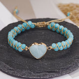 Handmade Natural Stone Beaded Bracelet – Adjustable Woven Bangle for Women Jewelry Sky Blue
