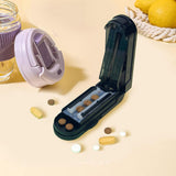 2Pcs Portable Pill Cutter Tablet Splitter with Adjustable Gear Pill Slicer for Travel Home Black