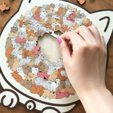 135-Piece Colored Cat-Shaped Wooden Jigsaw Puzzle with Stand for Cat Lovers Style 3