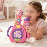 Guitar Toy with LED Lights Detachable Microphone and Music Pink