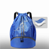 Water Resistant Drawstring Backpack Sports Gym Sackpack with Shoe Compartment Royal Blue