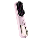 Cordless Hair Straightener Brush Portable Heating Hair Straightening Comb Pink
