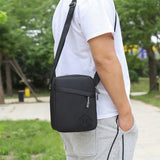 Men's Oxford Crossbody Shoulder Bag – Adjustable Strap Multi-Pocket Messenger Bag Black