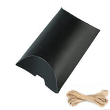 50 PCS Kraft Paper Pillow Gift Boxes with Ribbons for Weddings and Parties Black