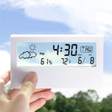 Digital Alarm Clock Multifunctional Desk Clock Temperature Humidity Date Weather Display Office Home Decor Transparent Style