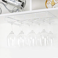 4-Slot Wine Glass Rack Holder Hanging Under Cabinet Stemware Storage Hanger for Kitchen Bar White