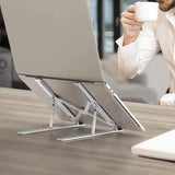 Foldable Laptop Tablet Stand Aluminum Portable 6 Height Levels Silver