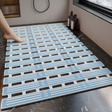 Shower Mat Non Slip Bathtub Mat with Suction Cups and Drain Holes Bath Mat for Bathroom Kitchen Wet Floor Blue
