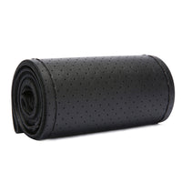 Leather Steering Wheel Cover Non-Slip Auto Steering Wheel Protector Black