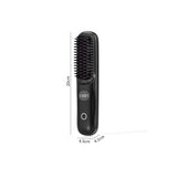Portable Hair Straightening Brush with LED Display  3-Temperature Adjustable USB Rechargeable Styling Brush Black