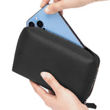 Travel Leather Wallet Cash Ticket Card Holder Organiser Phone Wallet Black