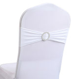 30PCS Elastic Chair Sashes Bows with Buckle Spandex Chair Bands for Weddings Parties Meetings White
