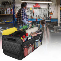 55L Foldable Car Trunk Organzier 6-Pocket Storage Box for Home Car Office Black