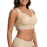 Seamless Front Closure Bra Wireless Full Coverage Cross Back Women Nude