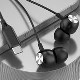 USB-C 3.5MM Wired Headphones In-Ear Earbuds with Microphone Black