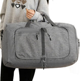 Large Foldable Travel Duffel Bag Carry-On Shoulder Bag with Shoe Compartment Grey