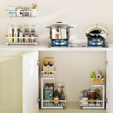 2 Tier Under Sink Organizer Slide out Pull out Cabinet Organizer Shelf for Kitchen Closet Organization White