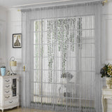 2PCS 100x200cm Shimmer Tassel String Door and Window Divider Curtain Silver