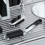 2Pcs Folding Brush with Mirror for Women Girls - Mini Hair Brush Silver Plated