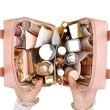 PU Leather Makeup Bag Travel Cosmetic Bag Multi-functional Toiletry Bag Daily Use Pink