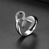 Stainless Steel Industrial Punk Ring Wrench Shape for Men and Women Silver