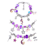 DIY Kids Bracelet Making Kit with Charms & Beads Jewelry Craft Set for Girls’ Gifts Purple