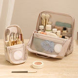 2PCS Portable PU Leather Standing Makeup Organizer Bag Makeup Pouch