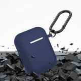 For Airpods 2nd and 1st Generation Silicone Protective Case Cover with Cleaner Kit and Keychain Blue