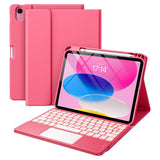 Keyboard Case with Touchpad and 7 Color Backlight Compatible With iPad 10th and 11th Gen Red