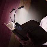 3-Color Modes Clip-On Reading Lamp with Flexible Gooseneck USB Rechargeable Night Light for Desk Books Double-Head