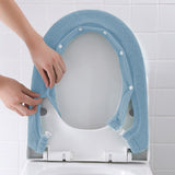 Winter Warm Toilet Seat Cover Elastic Bathroom Closestool Toilet Seat Cover Pad Mat Light Blue