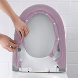 Winter Warm Toilet Seat Cover Elastic Bathroom Closestool Toilet Seat Cover Pad Mat Light Purple