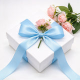 Double Sided Satin Ribbon 22m Polyester for Christmas Gift Wrap Light Blue