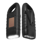 Hand Crank Solar Powered Emergency LED Flashlight – Rechargeable Light Black