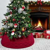 Chunky Cable Knit Christmas Tree Skirt for Artificial Trees Decoration Red