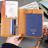 RFID Blocking Passport Wallet Travel Passport Card Case with Airtag Holder Brown