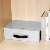 Fireproof Document Box with Key Lock Secure Lock Boxes for Documents Jewelry Cash White