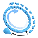 32-Section Weighted Hula Hoop Adjustable Fitness Hoop with Massage Rollers Detachable Exercise Hoop Blue