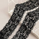 10 Yards Elastic Stretch Lace Trim Floral Ribbon for Sewing DIY Black